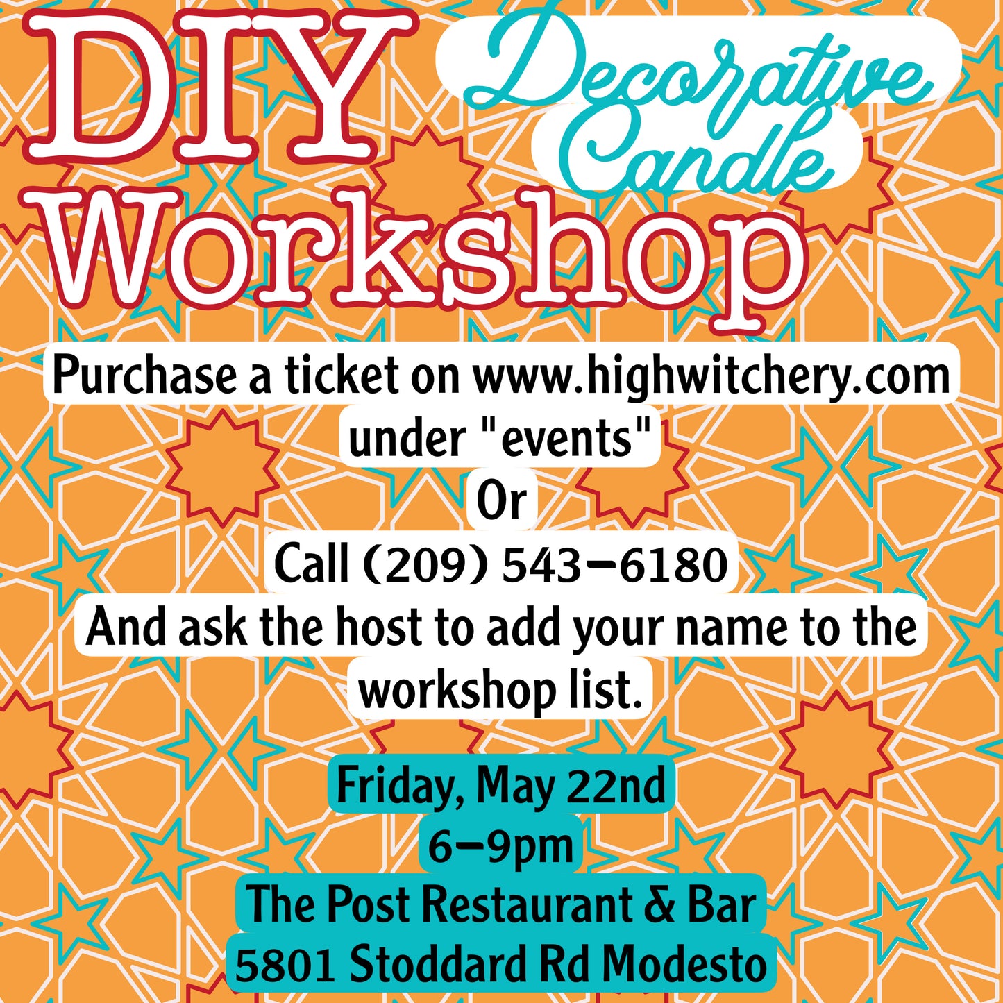 CANDLE WORKSHOP MAY 22nd | The Post Restaurant & Bar 6-9p | Digital Ticket
