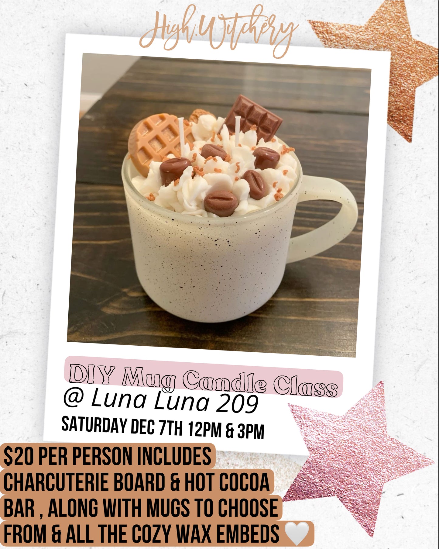 DIY Mug Candle Class @ Luna Luna 209 || December 7th || 2 Time Slots || Digital Ticket