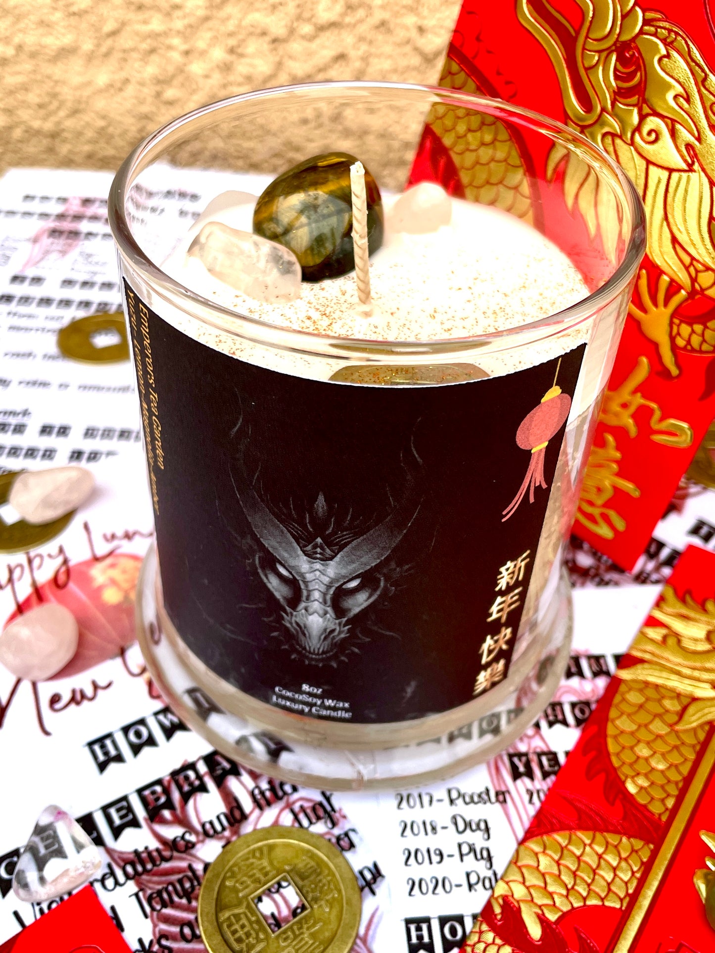 Lunar New Year Scented Candle | Emperors Tea Garden | Lucky New Year 2024 Year Of The Dragon