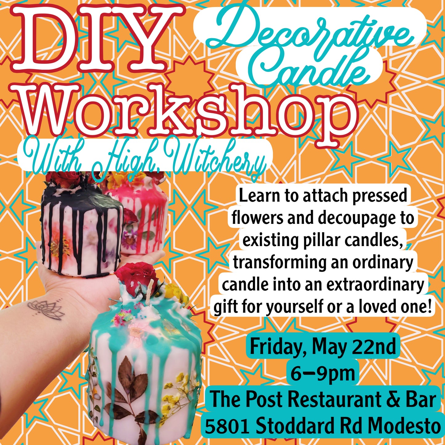 CANDLE WORKSHOP MAY 22nd | The Post Restaurant & Bar 6-9p | Digital Ticket
