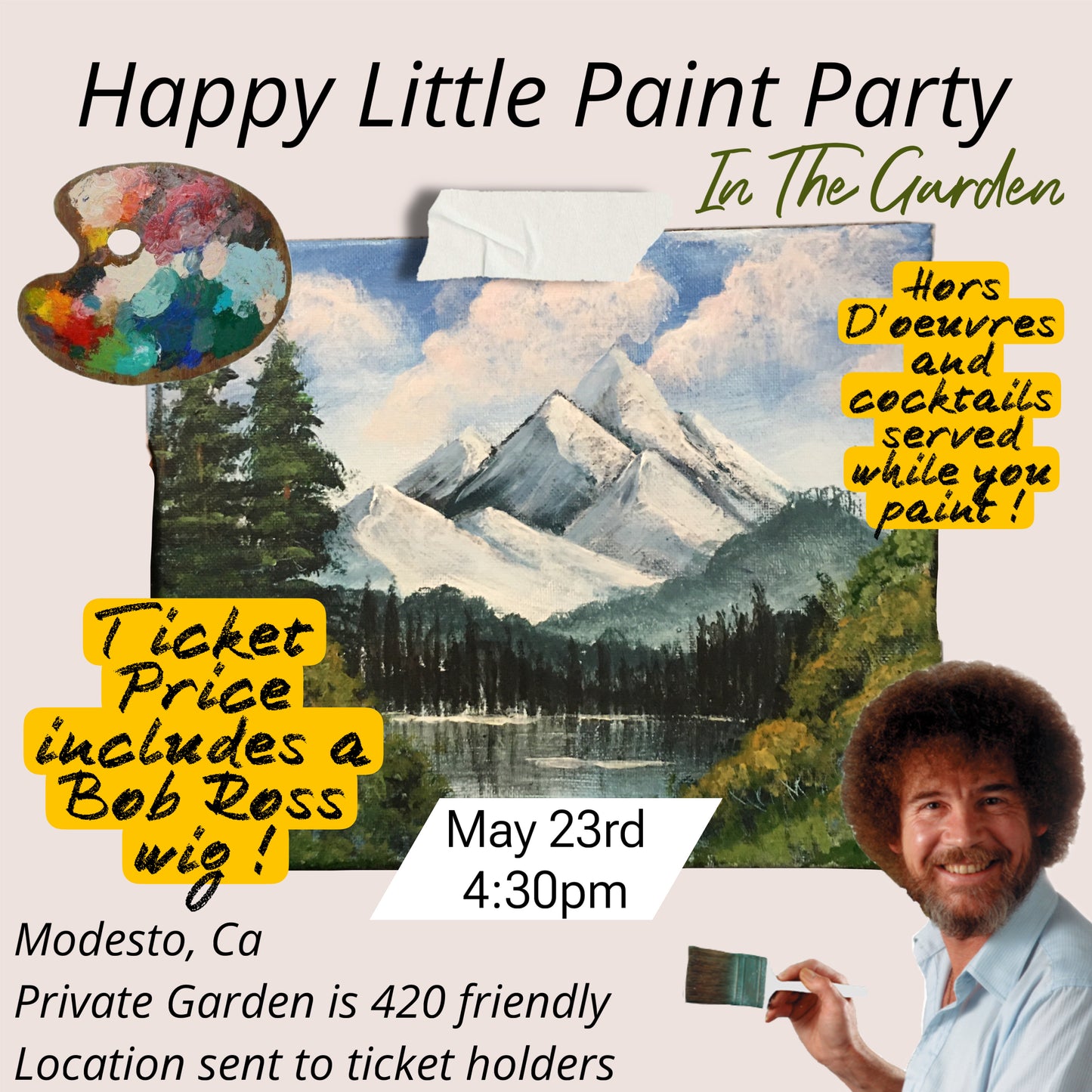 Bob Ross Paint Party Evening | May 23rd 6pm TIME CHANGE | Digital Ticket